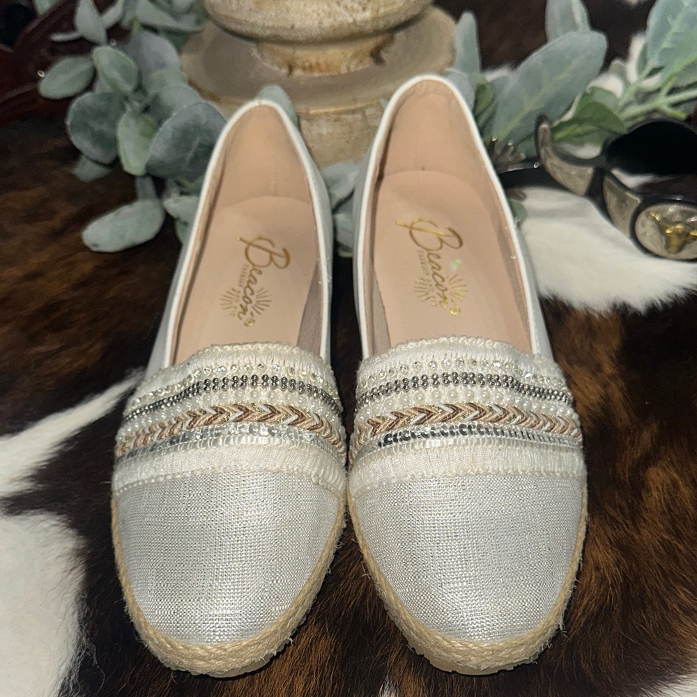 Beacon Silver metallic embellished  Flats